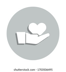 Hand, Heart, Empathy Badge Icon. Simple Glyph, Flat Vector Of Business Icons For Ui And Ux, Website Or Mobile Application