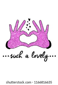 hand heart glitter