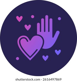 Hand heart Glyph Circle Gradient Icon
