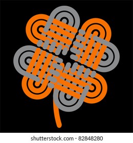 Hand heart handshake in the shape of Clover flat icon with four leaves - Teamwork group concept, vector