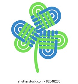 Hand heart handshake in the shape of Clover flat icon with four leaves - Teamwork group concept, vector