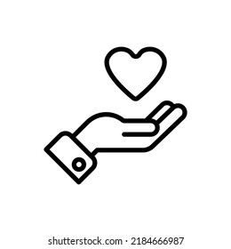 Mano y corazón, ayuda y cuidado simple vector de icono. Diseño plano.ai