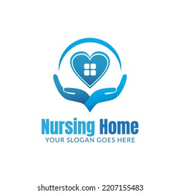 hand, heart and house window illustration suitable for nursing home logo