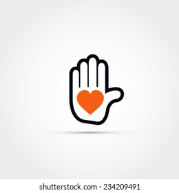 Hand with a heart icon