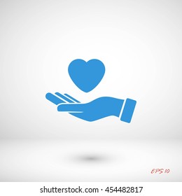 hand with a heart icon