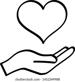 Hand and heart icon - Hand drawn