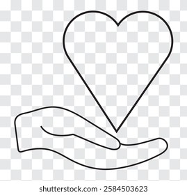Hand and heart icon. Easy to use vector material. Variety Design hand or finger heart icon.