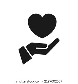 mano del icono del corazón, diseño plano mejor icono vector