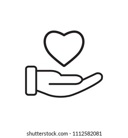 Hand and heart icon flat vector template design trendy