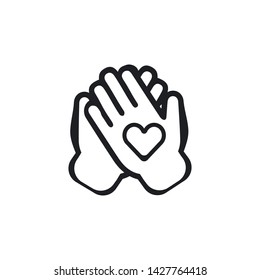 Hand and heart icon. Gesture sign