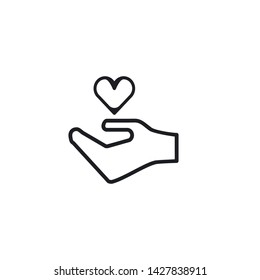 Hand and heart icon. Gesture sign