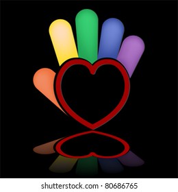 Hand heart icon. Help concept. Give symbol.