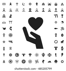 Hand with heart icon illustration isolated vector sign symbol