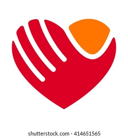 hand and heart icon. logo vector.