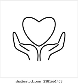 Hand with heart icon Love symbol Sketch clipart Vector stock illustration EPS 10