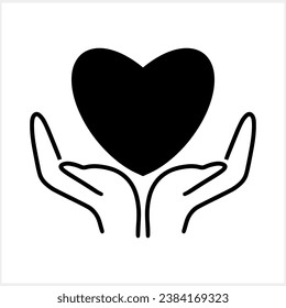 Hand with heart icon Love symbol Stencil clipart Vector stock illustration EPS 10