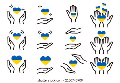 Hand and heart icon set .Easy-to-use vector material.