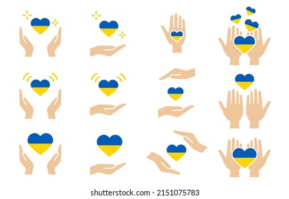 Hand and heart icon set .Easy-to-use vector material.