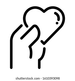 Hand with heart icon. Simple design. Line vector. Isolate on white background.