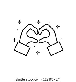 Hand, heart icon. Simple line, outline vector of love icons for ui and ux, website or mobile application