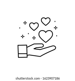 Hand, heart icon. Simple line, outline vector of love icons for ui and ux, website or mobile application