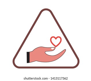 hand and heart icon Symbol, Vector illustration