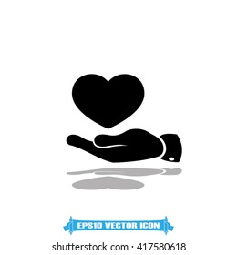 hand heart icon vector