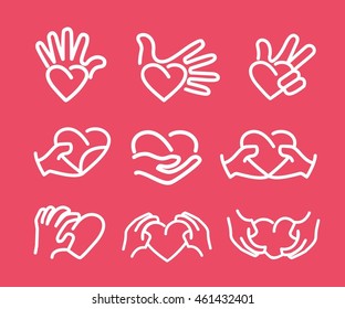 Hand with heart icon. heart vector. hand vector