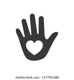 Hand heart Icon, vector illustration isolated on white background