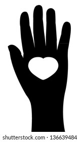 Hand with heart icon, vector illustration