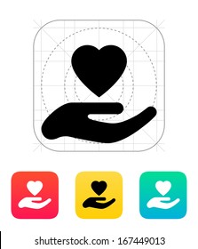 Hand With Heart Icon. Vector Illustration.