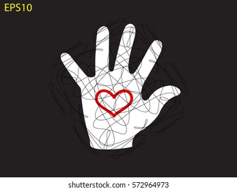 hand, heart, icon, vector illustration eps10