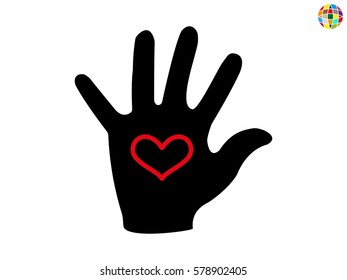 hand, heart, icon, vector illustration eps10