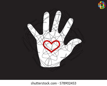 hand, heart, icon, vector illustration eps10