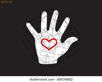 hand, heart, icon, vector illustration eps10