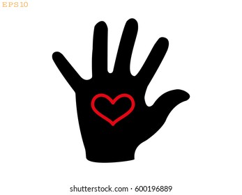 hand, heart, icon, vector illustration eps10