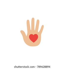 Hand with heart icon. Vector illustration.