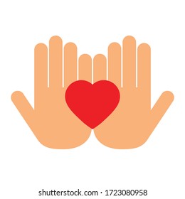 Hand with heart  icon vector logo