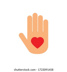 Mano con el logo vectorial de icono cardíaco
