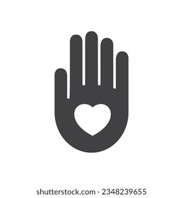 A hand with a heart, icon, vector, symbol.