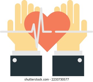 hand and heart illustration in minimal style isolated on background