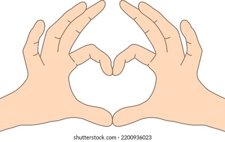 Hand heart isolated vector illustration.