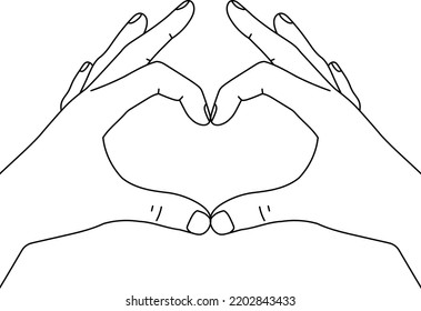 Hand heart isolated vector illustration.