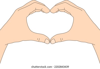 Hand heart isolated vector illustration.