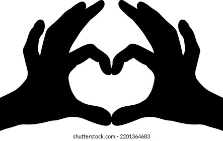 Hand heart isolated vector silhouette.