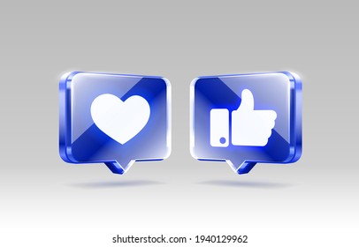 Hand and heart like neon icon, sign follower 3d banner, best post social media. Vector illustration