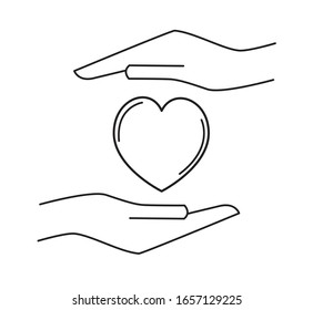 Hand and heart. like someone who is sincerely extending help to others