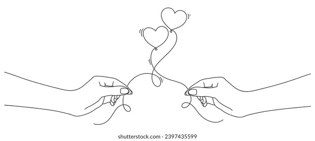hand with a heart line art vector illustration, valentine day clip art