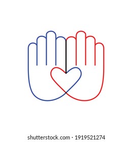 Hand with heart line icon, Vector sign on white background