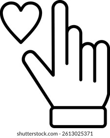 Hand Heart Line Vector Icon Design